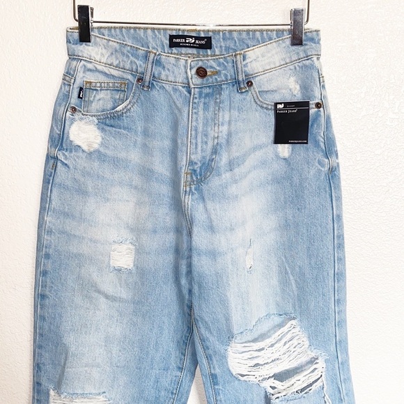 Parker Jeans Light Wash Distressed 100% Algodon High Rise Wide Leg Jeans - Picture 2 of 12